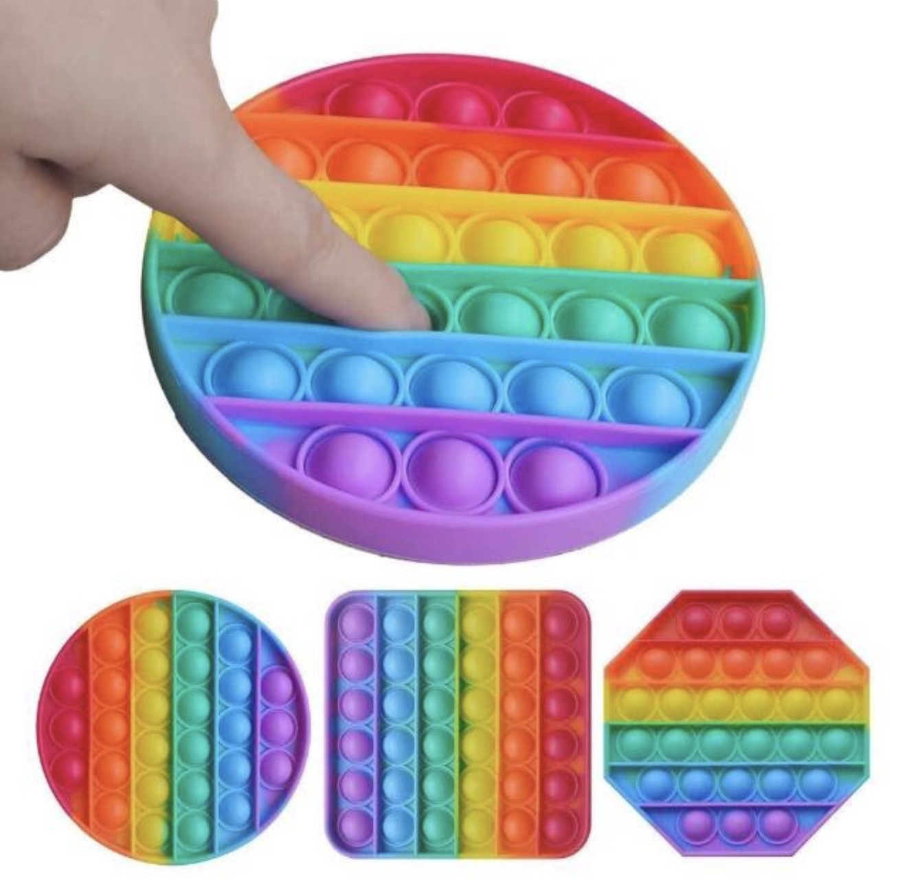 rainbow pop it fidget toys different shapes silicone bubble push