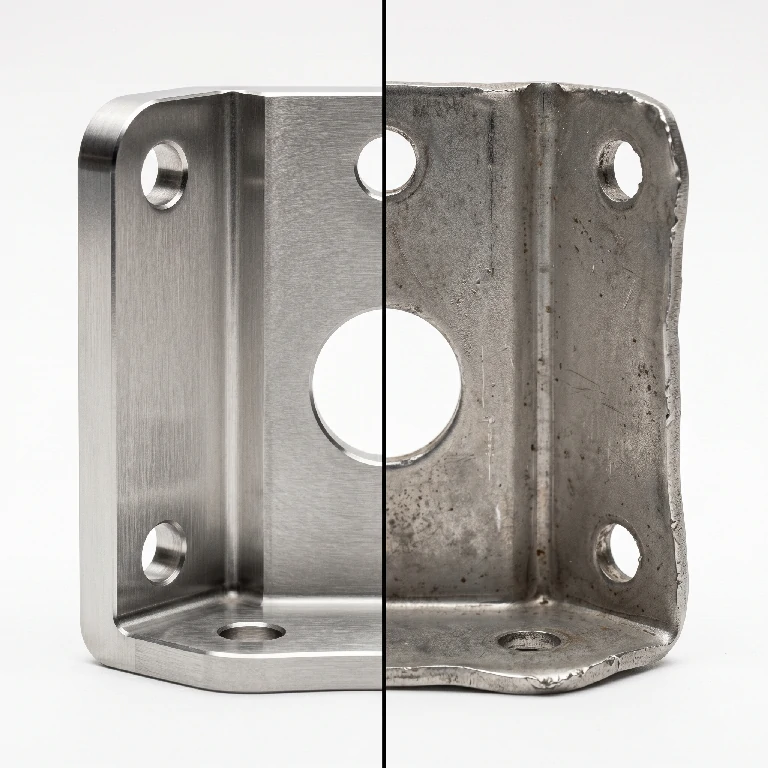 Quality fade in Chinese manufacturing — side by side comparison of first order sample versus sixth order production showing material degradation