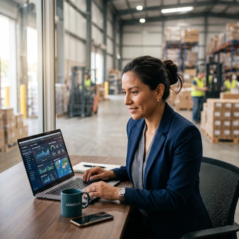 Vendedor latinoamericano analizando opciones de fulfillment desde China en su computadora