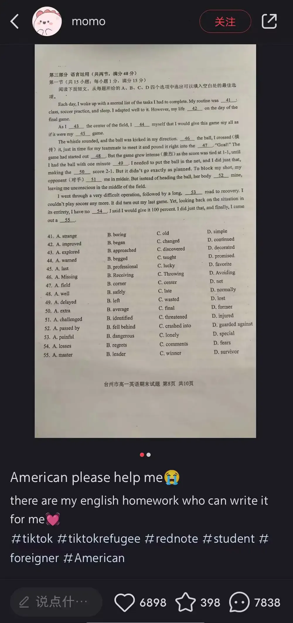 Comment thread on Rednote where Chinese and American users exchange questions