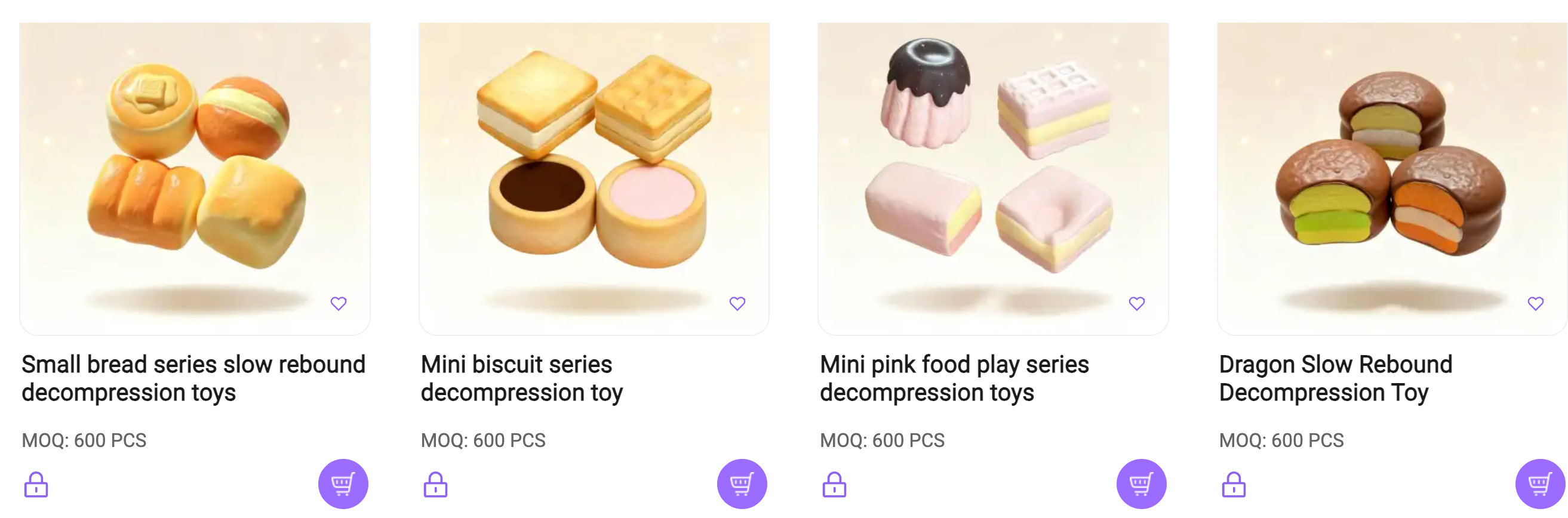 Slow-rise squishy toys wholesale: small bread series, mini biscuit, pink dessert and dragon-shaped decompression toys