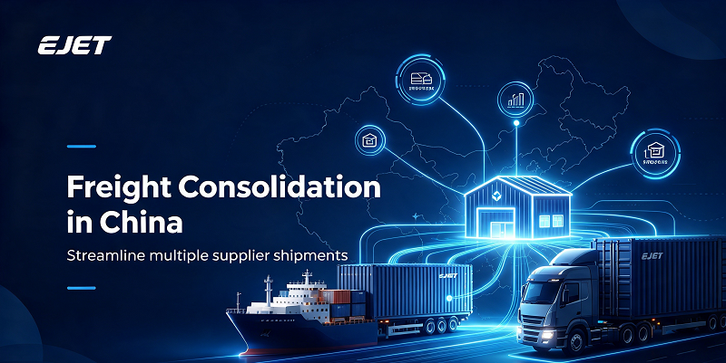 Freight consolidation service: goods from multiple Chinese suppliers delivered to warehouse for combined shipment